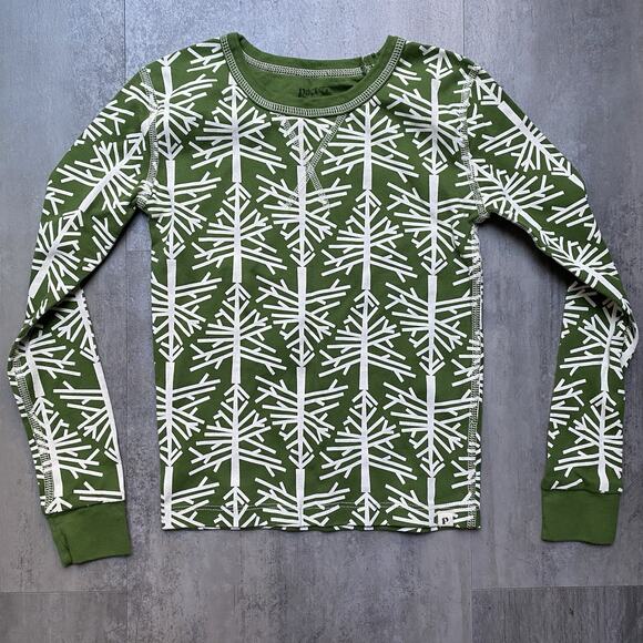 Pact Pajama Top Kids‎ Organic Cotton Green Birch Christmas Tree Size 8 - Picture 1 of 4